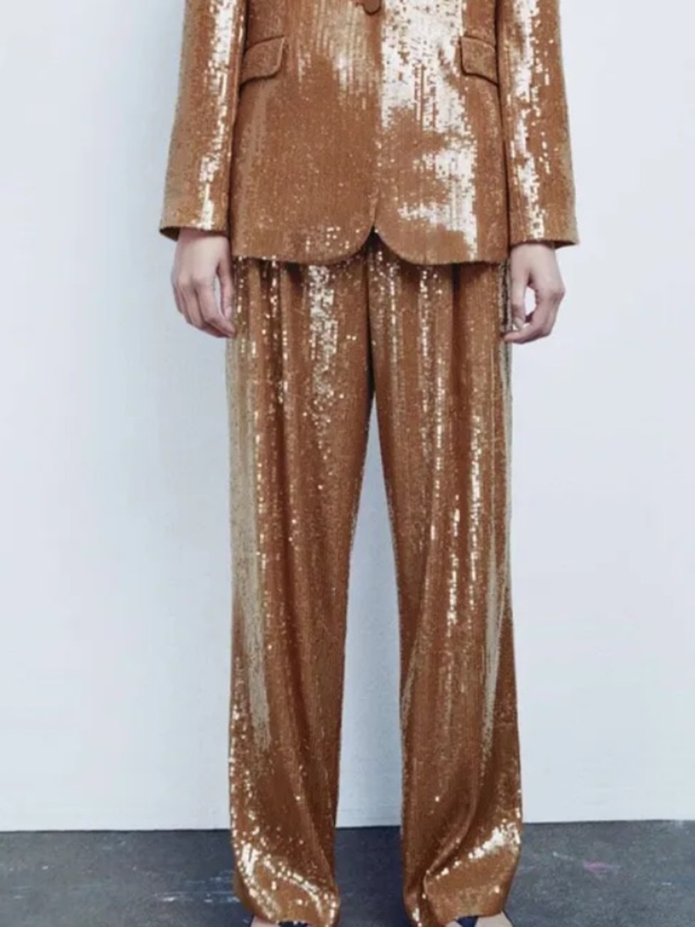 NWT Zara Sequin Wide-Leg trouser Pants